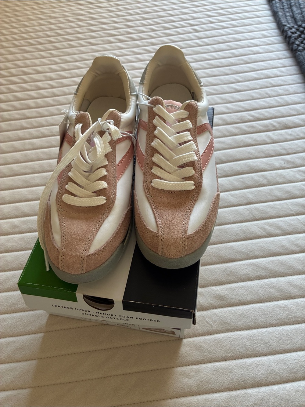 Tretorn Classic Lace-Up Sneakers in Blush Pink and White